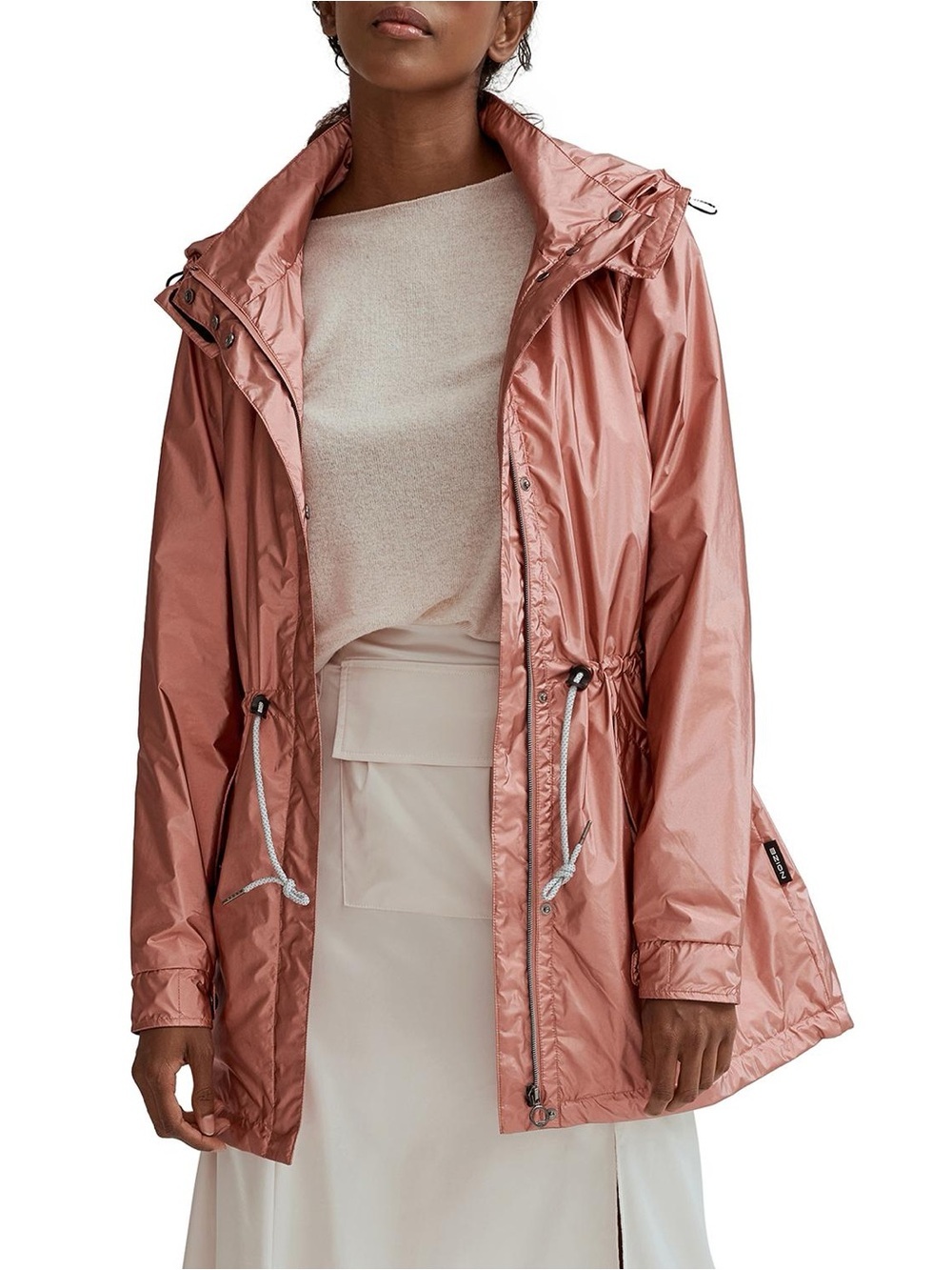 Noize Metallic Rose Lyra Mid-Length Rain Jacket